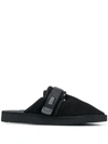Suicoke Black Touch Strap Slippers In Black