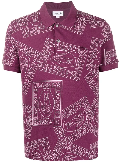Lacoste Logo-print Polo Shirt In Purple