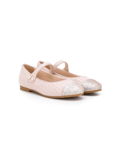 Baby Dior Kids' Glitter Toe Ballerina Shoes In Pink