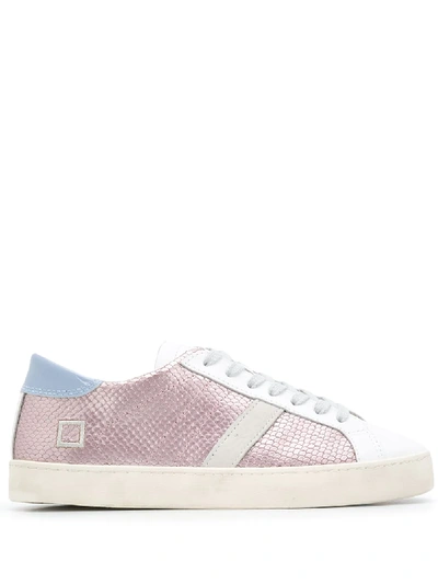 Date Metallic-panelled Lace-up Trainers In Pink