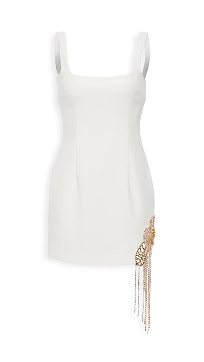 Area Crystal Embellished Crepe Mini Dress In White