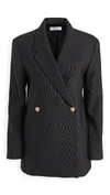Anine Bing Kaia Double-breasted Grain De Poudre Blazer In Black
