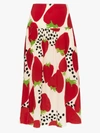 ADRIANA DEGREAS STRAWBERRY PRINT SILK MIDI SKIRT,SAMD0144A2015112770