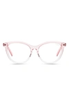 Quay X Chrissy Teigen All Nighter Cat Eye Blue Light Glasses, 50mm In Pink/ Clear Blue Light