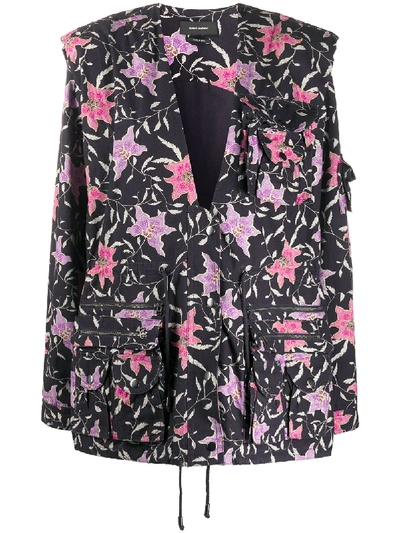Isabel Marant Galdino Floral-print Cotton Jacket In Faded Night