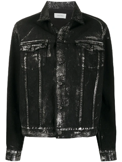 Tanaka Painted Boxy Denim Jacket In Black