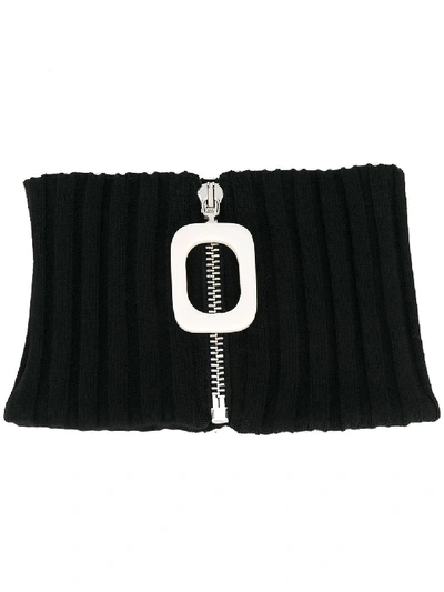 Jw Anderson Zipped Wool Neckband In Black