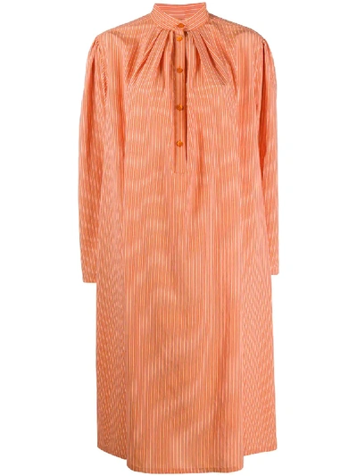 Alberta Ferretti Striped Tunic Shirt Dress In Orange