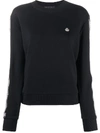 Philipp Plein Rhinestone-embellished Stripe Sweatshirt In Black