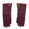 VALENTINO GARAVANI VLOGO BURGUNDY LEATHER GLOVES,11384259