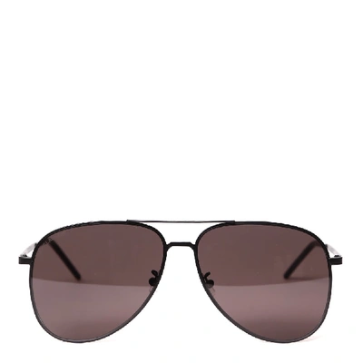 Saint Laurent Sl279 Black Aviator-style Sunglasses In Matte Black Grey