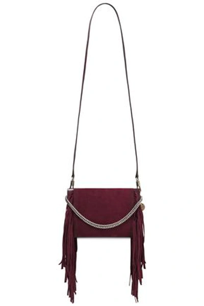 Givenchy Cross3 Fringed Suede And Pebbled-leather Shoulder Bag In Burgundy
