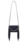 GIVENCHY CROSS3 FRINGED SUEDE AND PEBBLED-LEATHER SHOULDER BAG,3074457345622697147