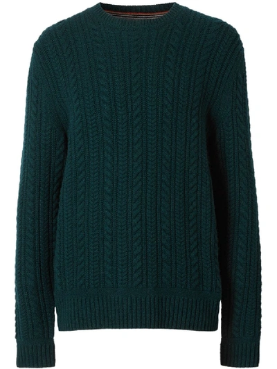 Burberry Cashmere Cable Knit Jumper In Green