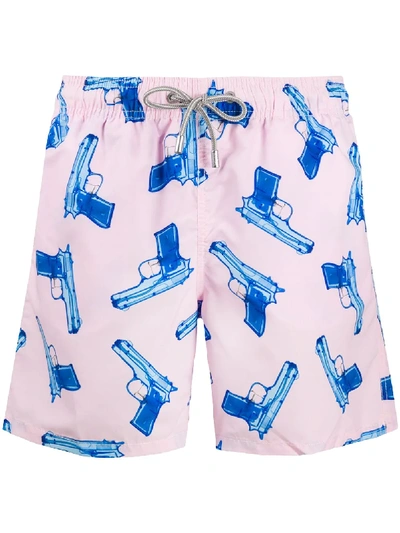 Mc2 Saint Barth Water Pistol Print Swim Shorts In Pink