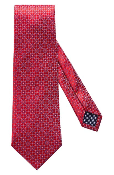 Eton Floral Medallion Silk Tie In Red
