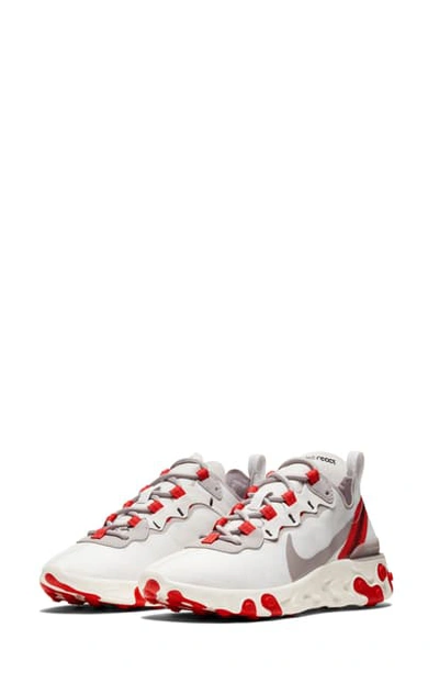 Nike React Element 55 Sneaker In Platinum/ Silver/ Red
