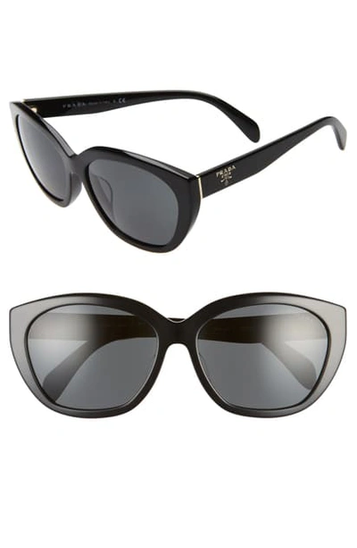 Prada Women's Round Sunglasses, 59mm In Black/smoke