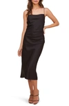 Astr Bonita Midi Slipdress In Black