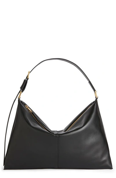 Allsaints Edbury Leather Shoulder Bag In Black