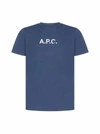 Apc Faded Logo Print Crew Neck T-shirt In Blue