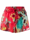 Red Valentino Printed Silk Crepe De Chine Shorts In Red
