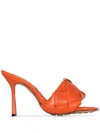Bottega Veneta Puffy Intreccio Square-toe Mules In Orange