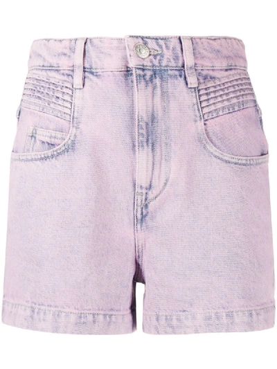 Isabel Marant Étoile Acid Wash Denim Shorts In Pink