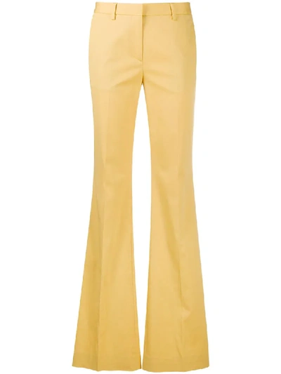 Brag-wette Mid-rise Flared Trousers In Yellow