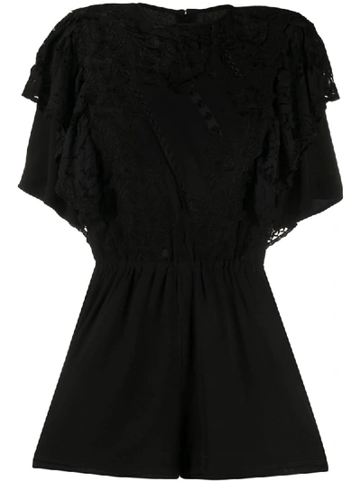 Isabel Marant Ruffled Lace Playsuit In Black
