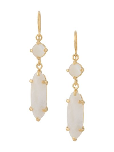 Wouters & Hendrix I Play Mother Of Pearl Moonstone Earrings In Gold