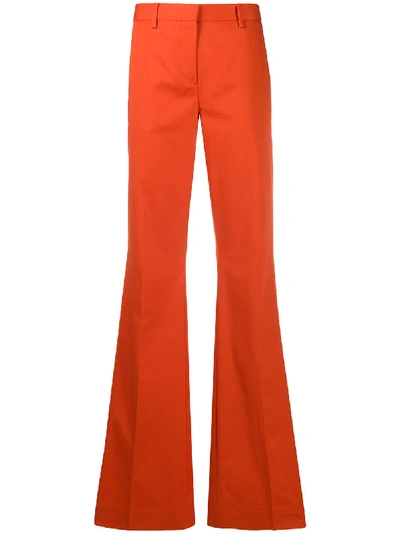 Brag-wette Mid-rise Flared Trousers In Orange