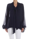 VALENTINO TIE-NECK BLOUSE IN BLUE SILK