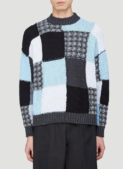 Jw Anderson Patchwork Intarsia Cotton Sweater In Blue