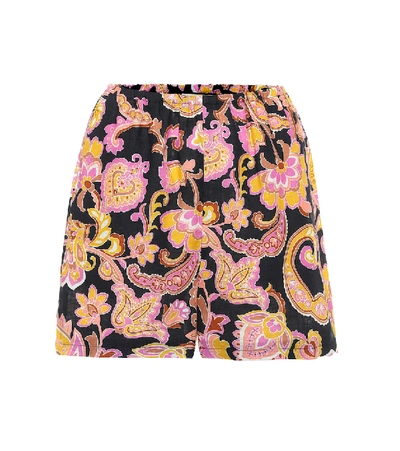 Gucci Paisley Linen Shorts In Pink