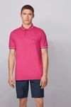 HUGO BOSS HUGO BOSS - SLIM FIT POLO SHIRT IN STRETCH PIQUÉ WITH CURVED LOGO - PINK