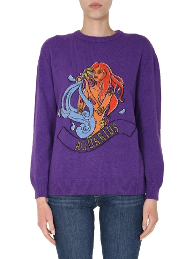Alberta Ferretti Love Me Starlight Aquarius Intarsia-knit Sweater In Purple