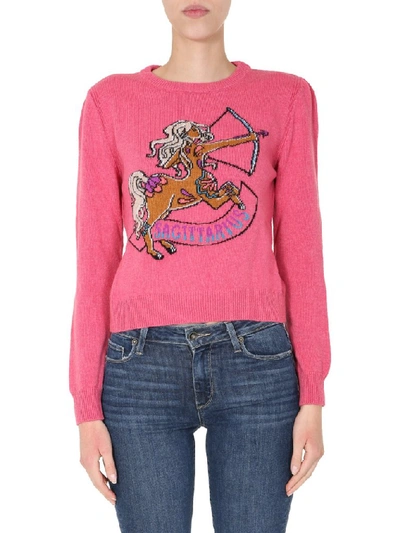 Alberta Ferretti Love Me Starlight Sagittarius Intarsia-knit Sweater In Fuchsia