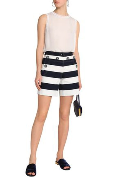Dolce & Gabbana Embellished Striped Cotton-blend Bouclé Shorts In Multi