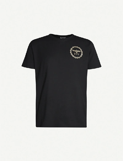 Boy London Graphic-print Cotton-jersey T-shirt In Black%2fgold