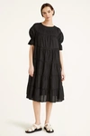 Merlette Womens Black Paradis Lace-trim Cotton Midi Dress L In Black
