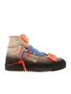 OFF-WHITE FABRIC AND LEATHER SNEAKERS