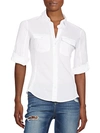 James Perse Women's Ribbed Panel Button Front Top In White