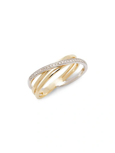 Kc Designs 14k White Gold, Yellow Gold & Diamond Crossover Band Ring