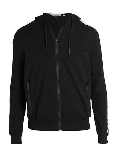 Antony Morato Logo-sleeve Zip-front Hoodie In Black