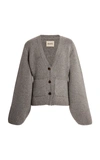 Khaite Scarlet Cashmere Cropped Cardigan In Grey,neutral