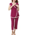 Kimi & Kai Cindy Maternity/nursing  Pajamas Set In Berry