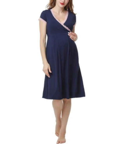 Kimi & Kai Jenny Maternity Nursing Night Gown In Navy