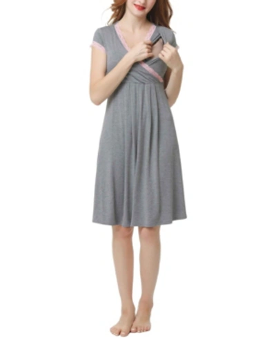 Kimi & Kai Jenny Maternity Nursing Night Gown In Gray