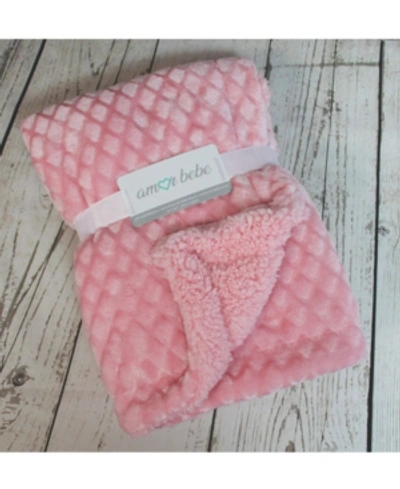 3stories Diamond Plush Sherpa Baby Blanket In Pink